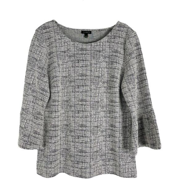 Talbots Tops - Talbots cream black stretchy knit bell sleeve preppy office top small